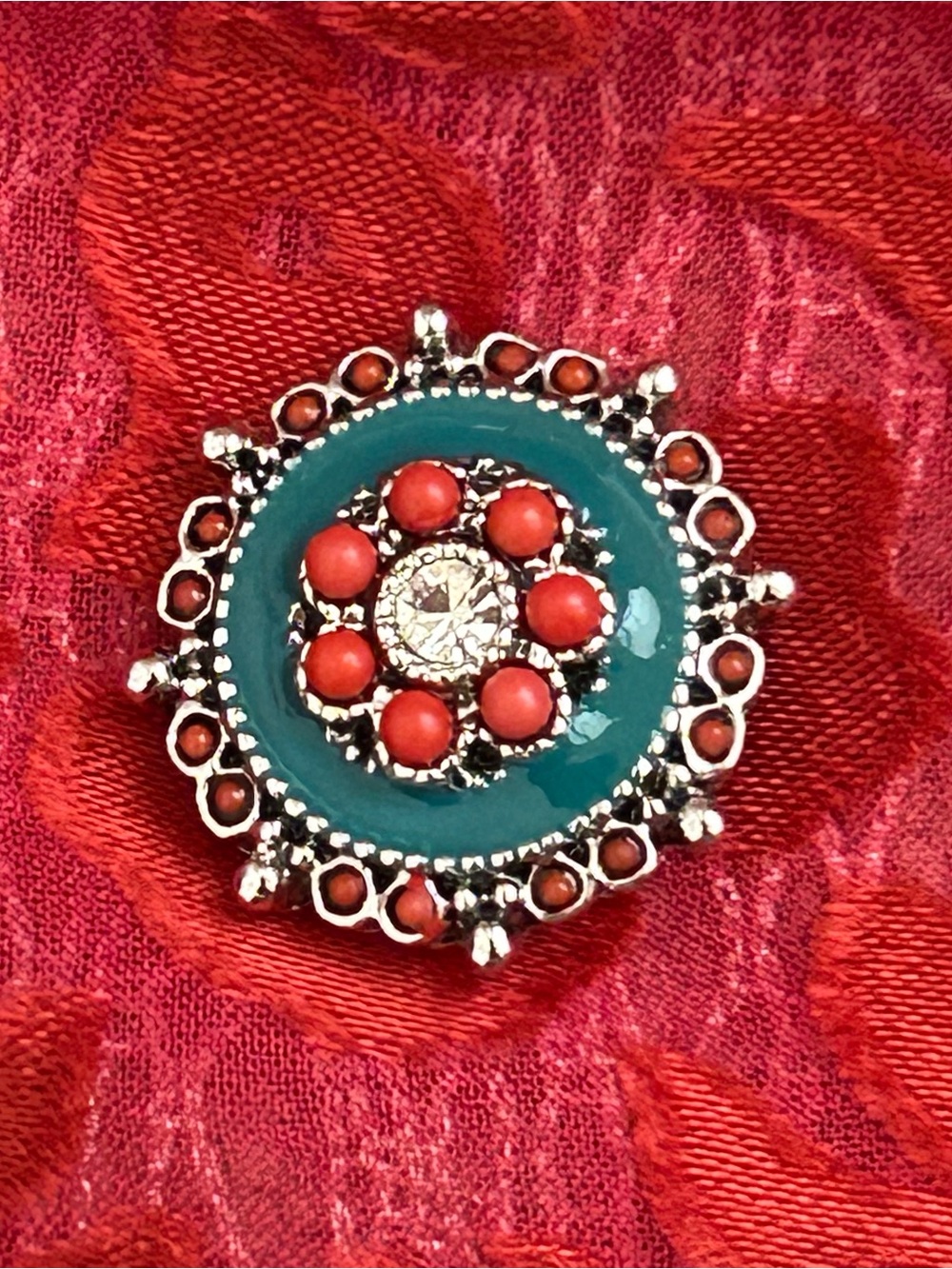 Magnolia and Vine 18mm Turquoise and Coral Snap